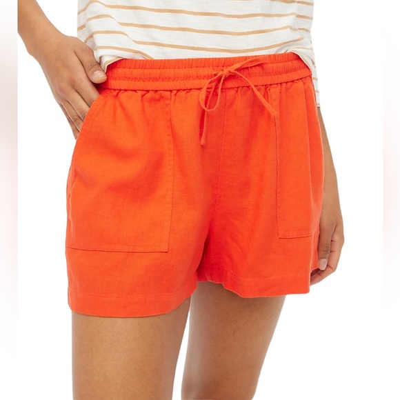 J.Crew NWT Linen Blend Drawstring Short Size XL Orange - Picture 12 of 12